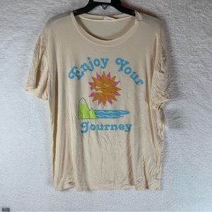 Wst Cst Womens T-Shirt Enjoy Your Journey Ivory Short‎ Sleeve Stretch M New 5950